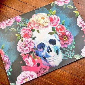 NWT Placemats - Set of 4 - Floral Skull Halloween Decor for your Kitchen Table